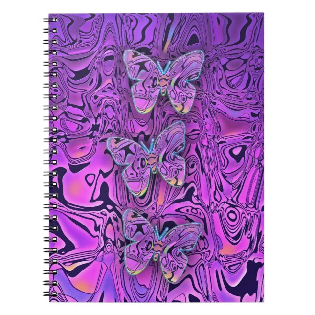 Bright Abstract Purple Butterflies Art Notebook (Front)