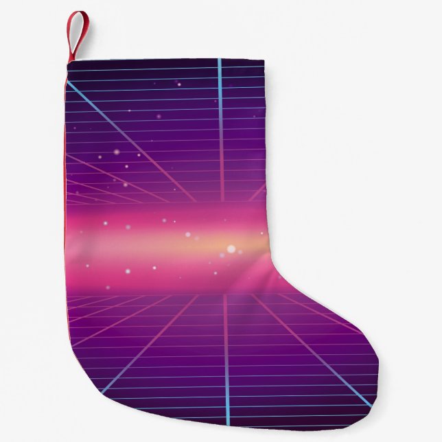 Bright abstract retro background made in 80s style small christmas stocking (Front)
