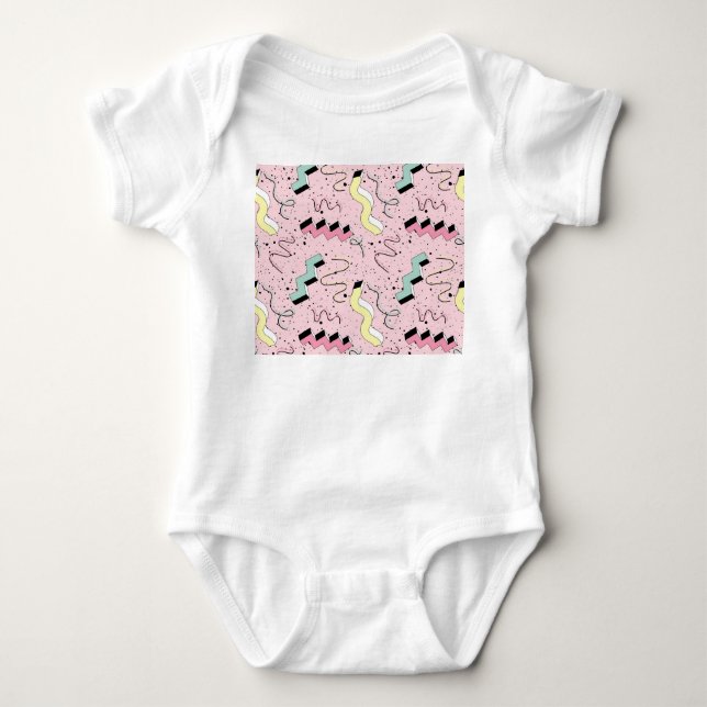 Bright abstract retro, seamless pattern. baby bodysuit (Front)