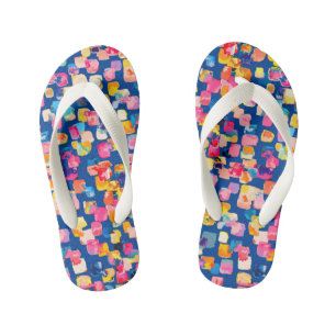 Bright Abstract Square Pattern Kid's Flip Flops