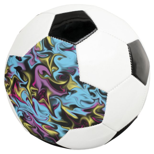 Bright Abstract Swirls of Pink Green Yellow Black Football (Three Quarter)