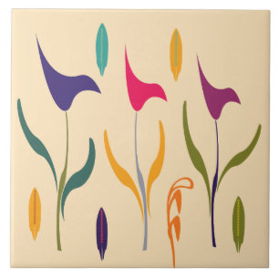 Bright Abstract Watercolor Art Calla Lily Tile