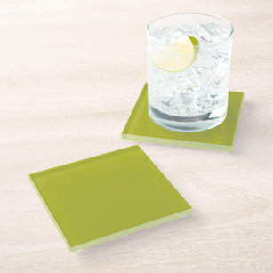 Bright Acidic Green, Fragile Sprout Solid Colour Glass Coaster