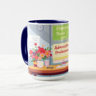 Bright Admin Day Thank You Desk Illustration Mug