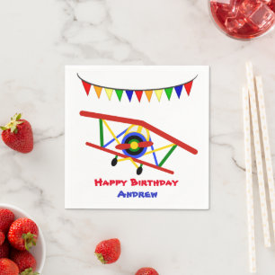 Bright Aeroplane Birthday Boy Napkin