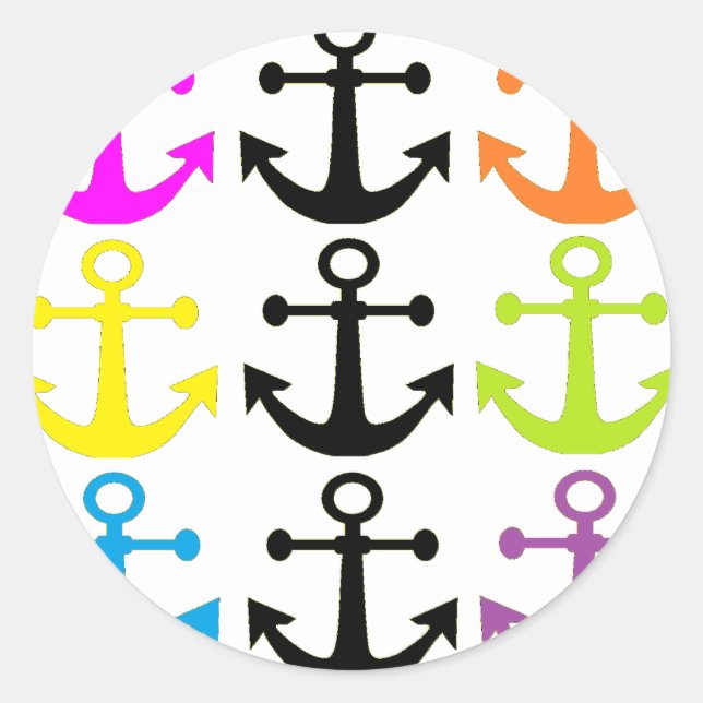 Bright Anchors Classic Round Sticker (Front)