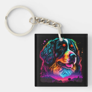 Bright and Beautiful Bernese Mountain Dog Key Ring