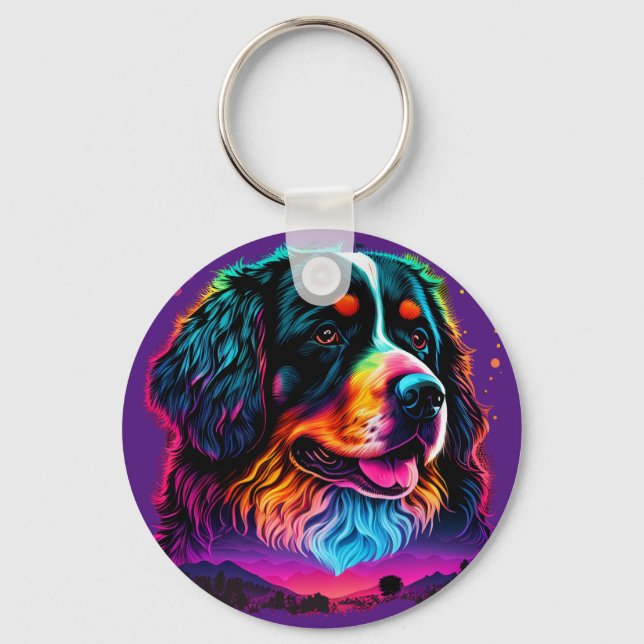 Bright and Beautiful Bernese Mountain Dog Key Ring (Front)