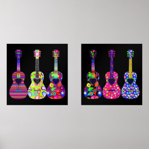 Bright and Beautiful Boho Hippie Style Guitars 