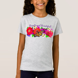 Bright and Beautiful Monarch Butterfly and Flowers T-Shirt