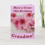 Bright and Bold 70th Birthday Card for Grandma<br><div class="desc">Beautiful pink peach blossom makes a great image for this floral 70th birthday card for Grandma.  Text can easily be personalised as wished.</div>