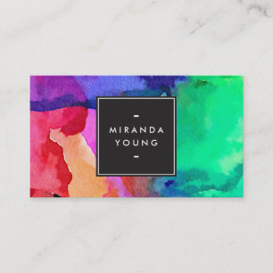 Bright and Bold Abstract Watercolor Design II Business Card