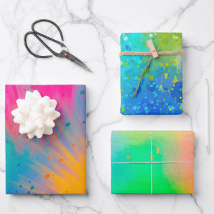 Bright and Bold Colourful Splatter Wrapping Paper Sheet