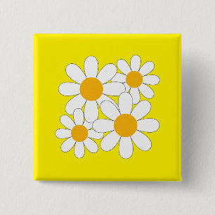 Bright and Bold Daisy 15 Cm Square Badge