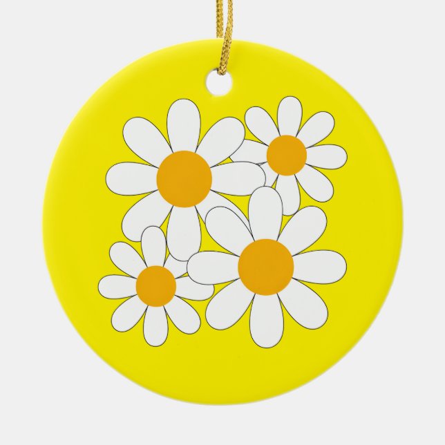 Bright and Bold Daisy Ceramic Tree Decoration (Front)