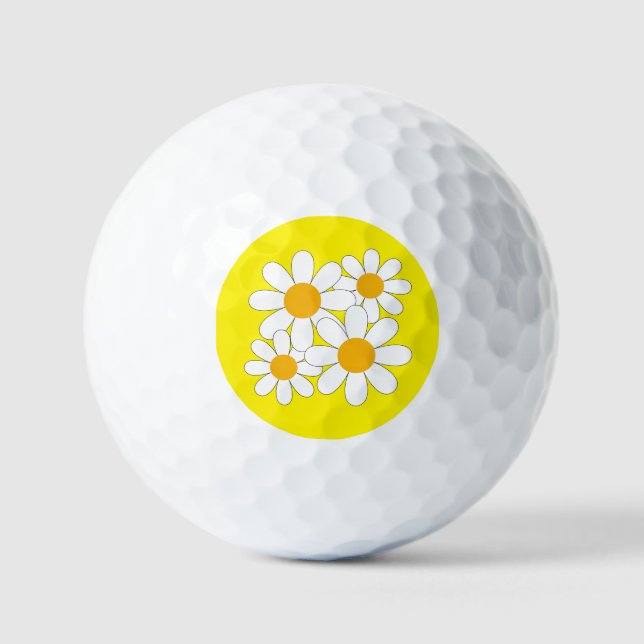 Bright and Bold Daisy Golf Balls (Front)