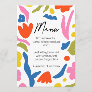 Bright and Bold Floral Abstract Colourful Menu