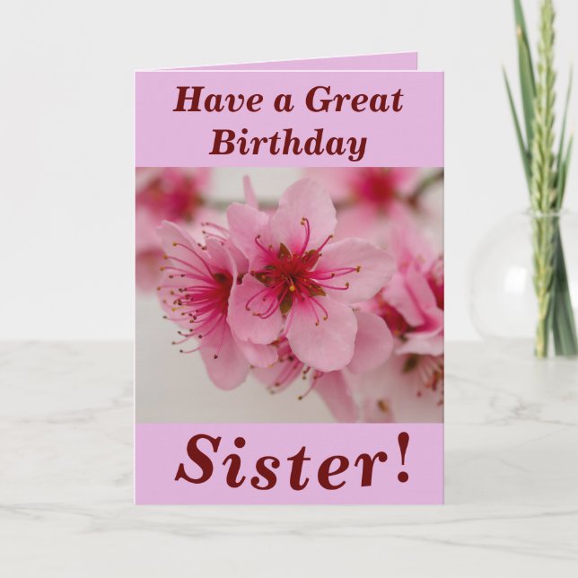 Bright and Bold Floral Birthday Card for Sister (Front)