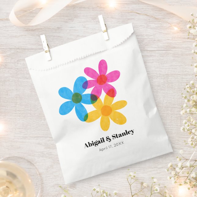 Bright and Bold Hippie Flowers Spring Wedding Favour Bags (Clipped)