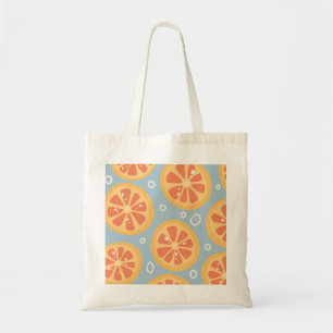 Bright and Bold Orange Slices Pattern on Blue Tote Bag
