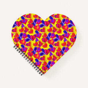 Bright and Bold Painted Hearts Valentine's Day Notebook