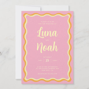 Bright and Bold Pink Wedding Invitation