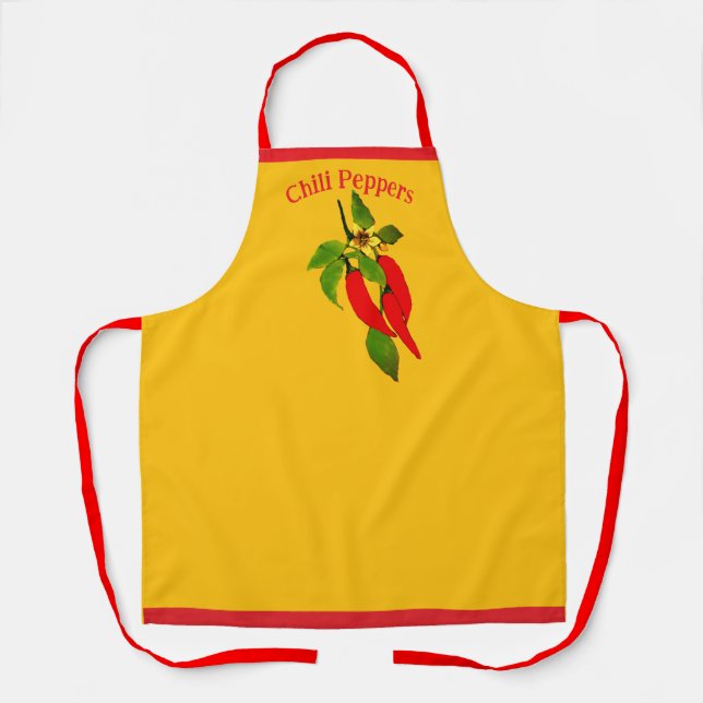 Bright and Bold Red Peppers on Vine Apron (Front)
