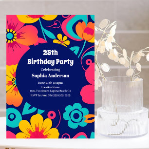 Bright and Bold Retro Flowers-Dopamine Style Invitation