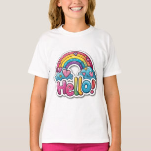 Bright and Cheery "Hello!" Rainbow Kids' T-Shirt