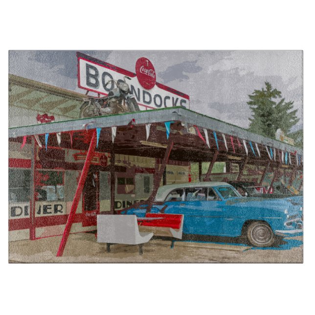 Bright and Cheery Old Car Kitchen Cutting Board (Front)