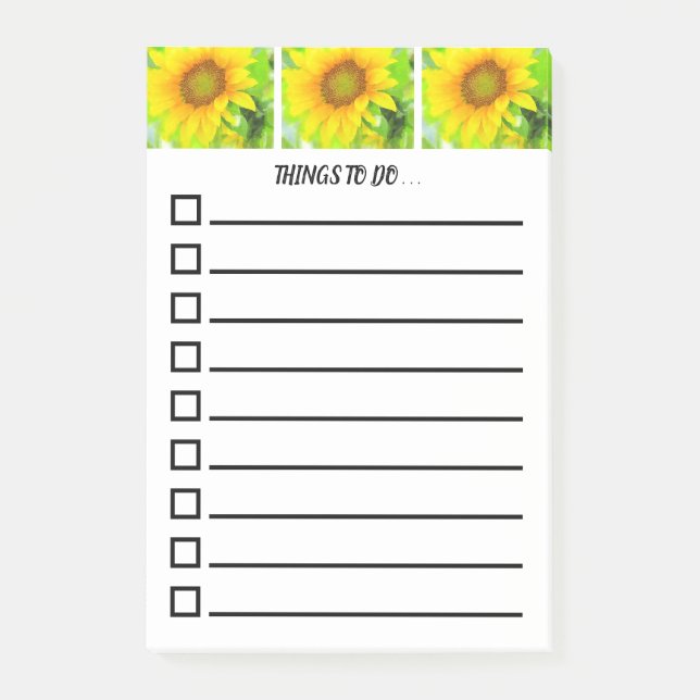 Bright and Cheery Yellow Sunflower~To Do List Post-it Notes (Front)