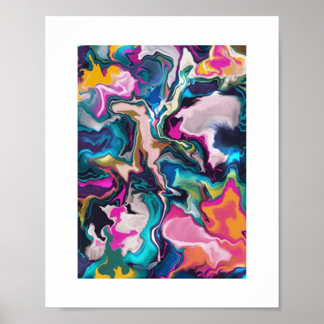 Bright and Colorful Abstract Marbling Poster (Front)