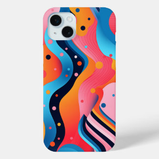 Bright and colourful abstract forms with dots iPhone 15 mini case