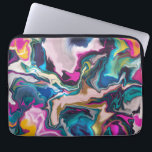 Bright and Colourful Abstract Marbling Laptop Sleeve<br><div class="desc">digital painting by becky nimoy 2019;  customise with your own text or photo</div>