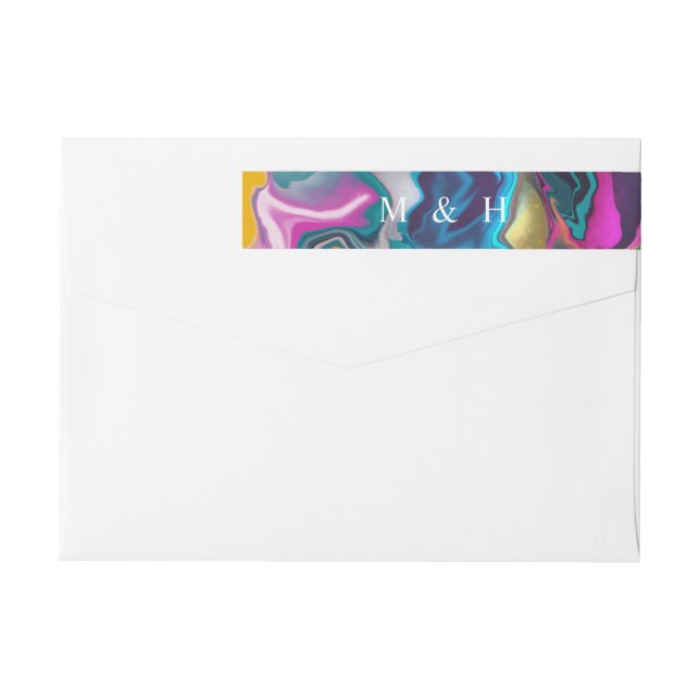 Bright and Colourful Abstract Marbling Wrap Around Label (Back)