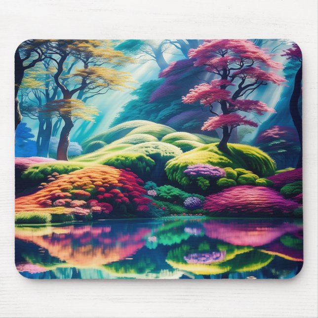 Bright and Colourful Alien Forests of Lumina Terra Mouse Mat (Front)