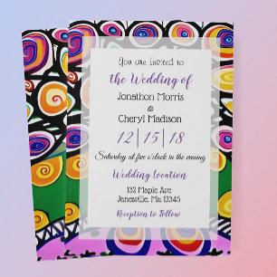 Bright and Colourful Boho Tree Wedding Invitation