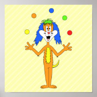Bright and Colourful Cartoon Dog Juggling.