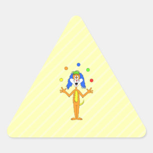 Bright and Colourful Cartoon Dog Juggling. Triangle Sticker