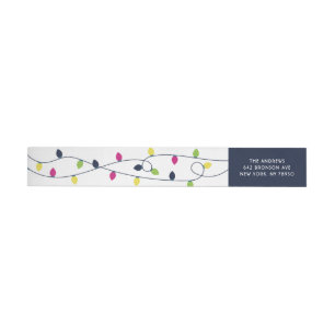 Bright and Colourful Christmas Lights Holiday Labe Wrap Around Label