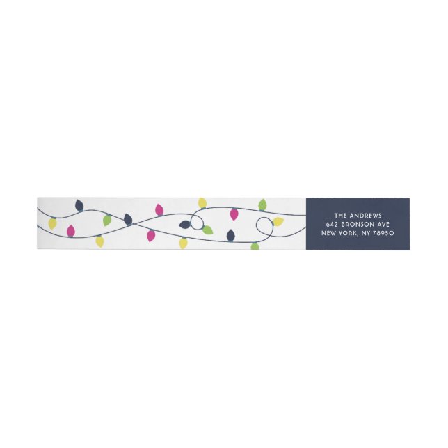 Bright and Colourful Christmas Lights Holiday Labe Wrap Around Label (Individual)