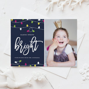 Bright and Colourful Christmas Lights Photo Holiday Card