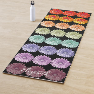 Bright and Colourful Daisies Rainbow Yoga Mat