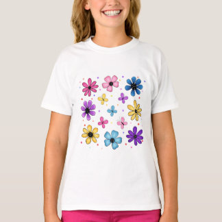 Bright and Colourful Flowers and Butterflies T-Shirt