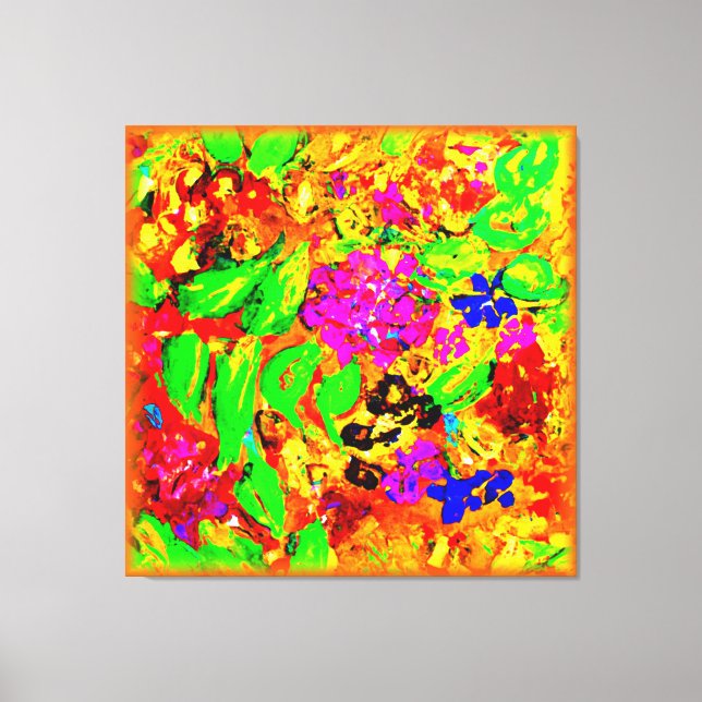 Bright And Colourful Flowers Art. Buy Now Canvas Print (Front)