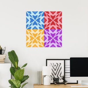 Bright and Colourful Four Hearts Meet Poster