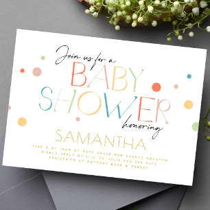 Bright and colourful Fun Unisex Modern Baby Shower Invitation