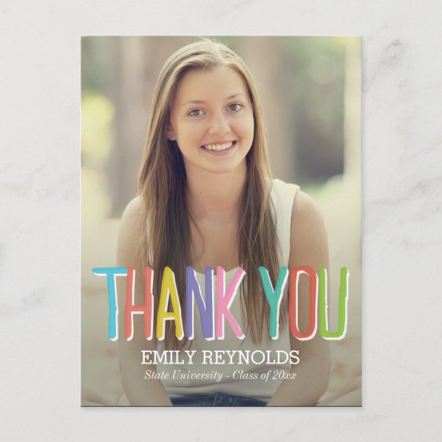 Bright and Colourful Graduation Thank You Card (Front)
