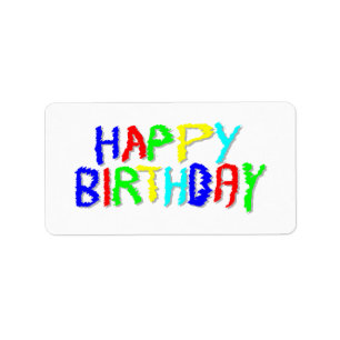 Bright and Colourful. Happy Birthday. Label