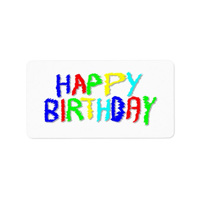 Bright and Colourful. Happy Birthday. Label (Front)